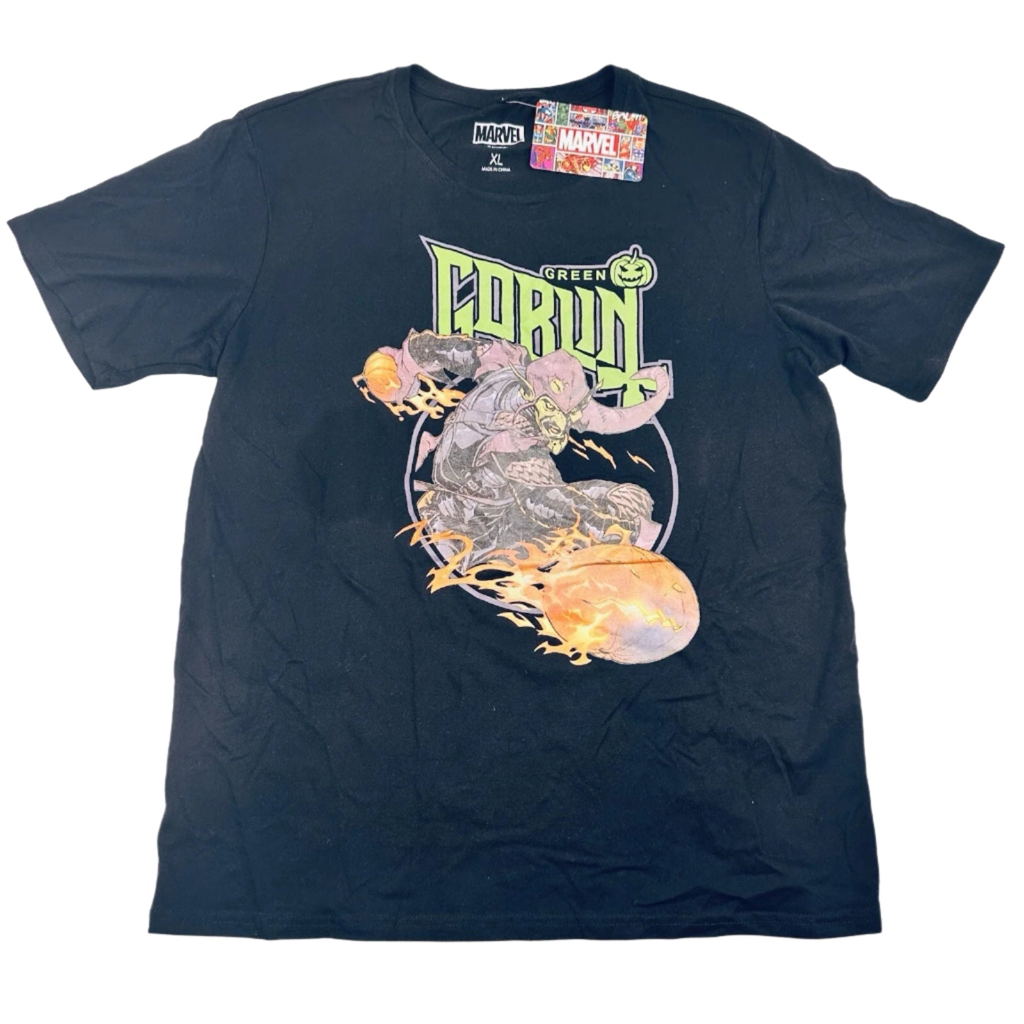 Green Goblin Marvel Mens Graphic Black T-Shirt Size XL Cotton