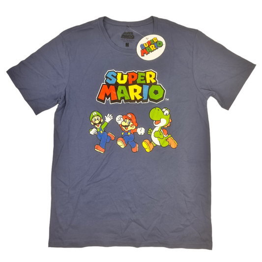 Super Mariol Mens Graphic Blue T-Shirt Size M Cotton